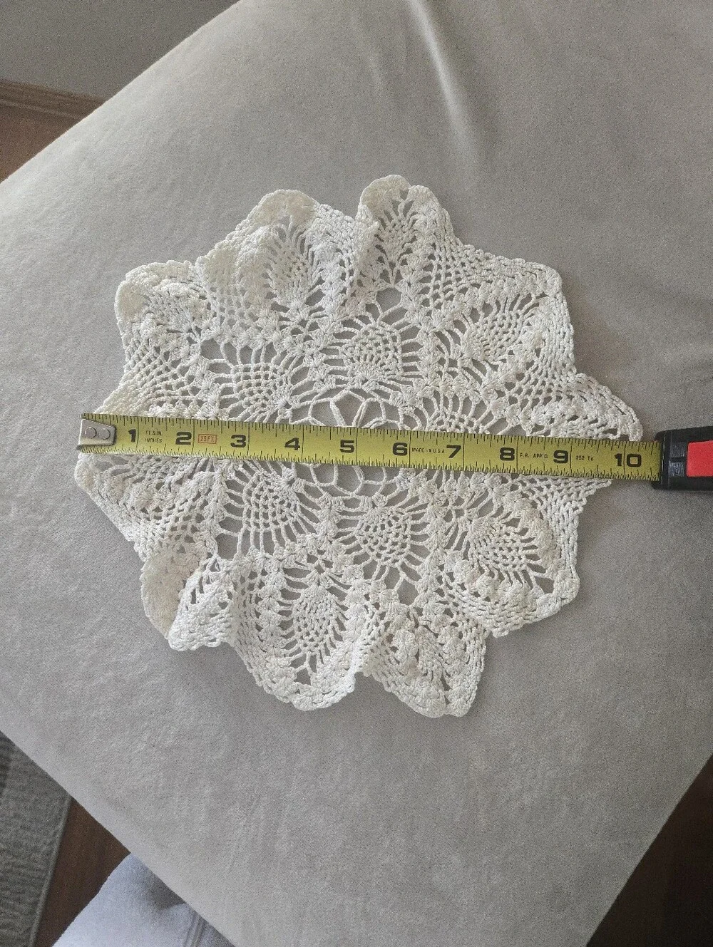 Antique Handmade Cream Crochet Doilies Set - 17